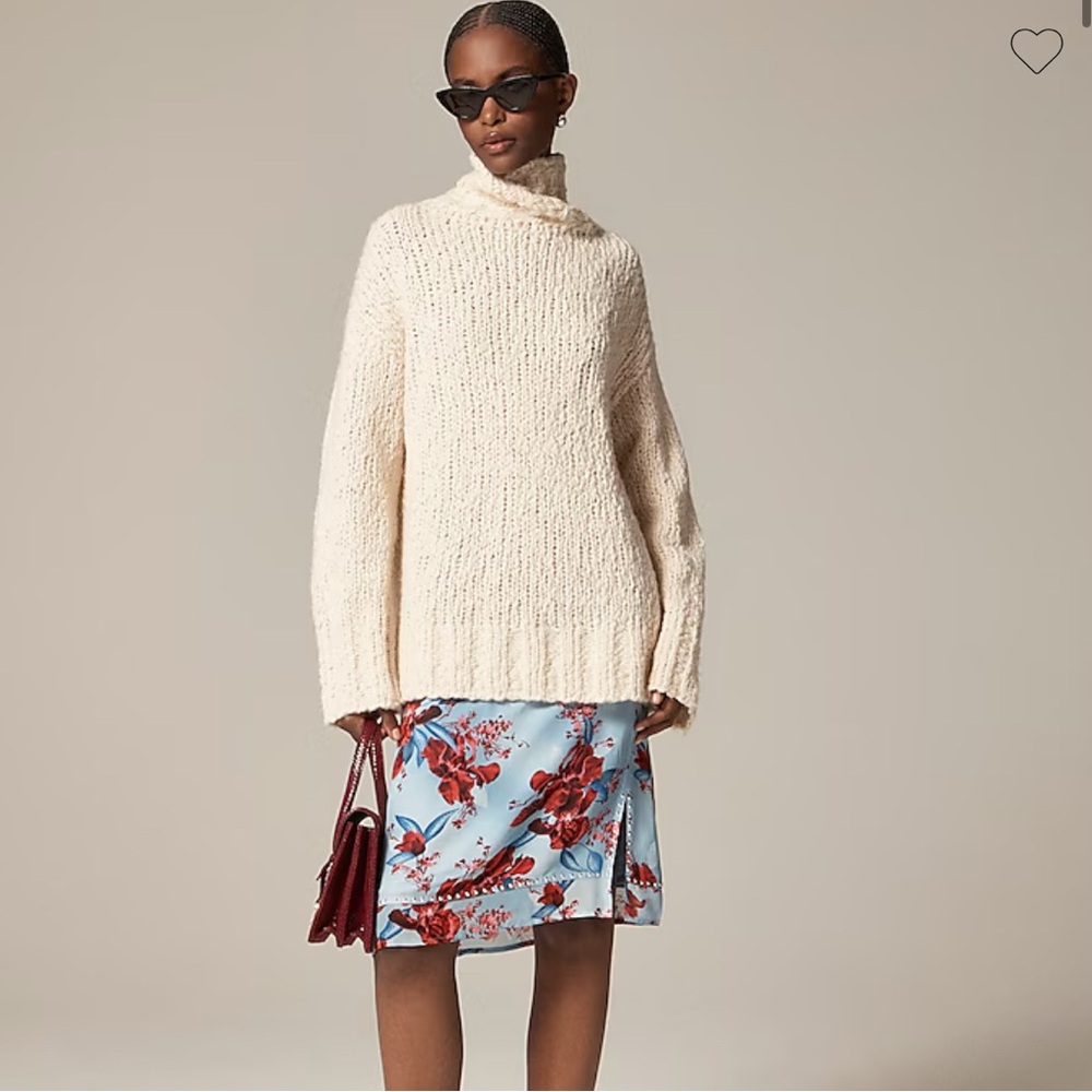 J. Crew Cream Chunky Knit Turtleneck Sweater